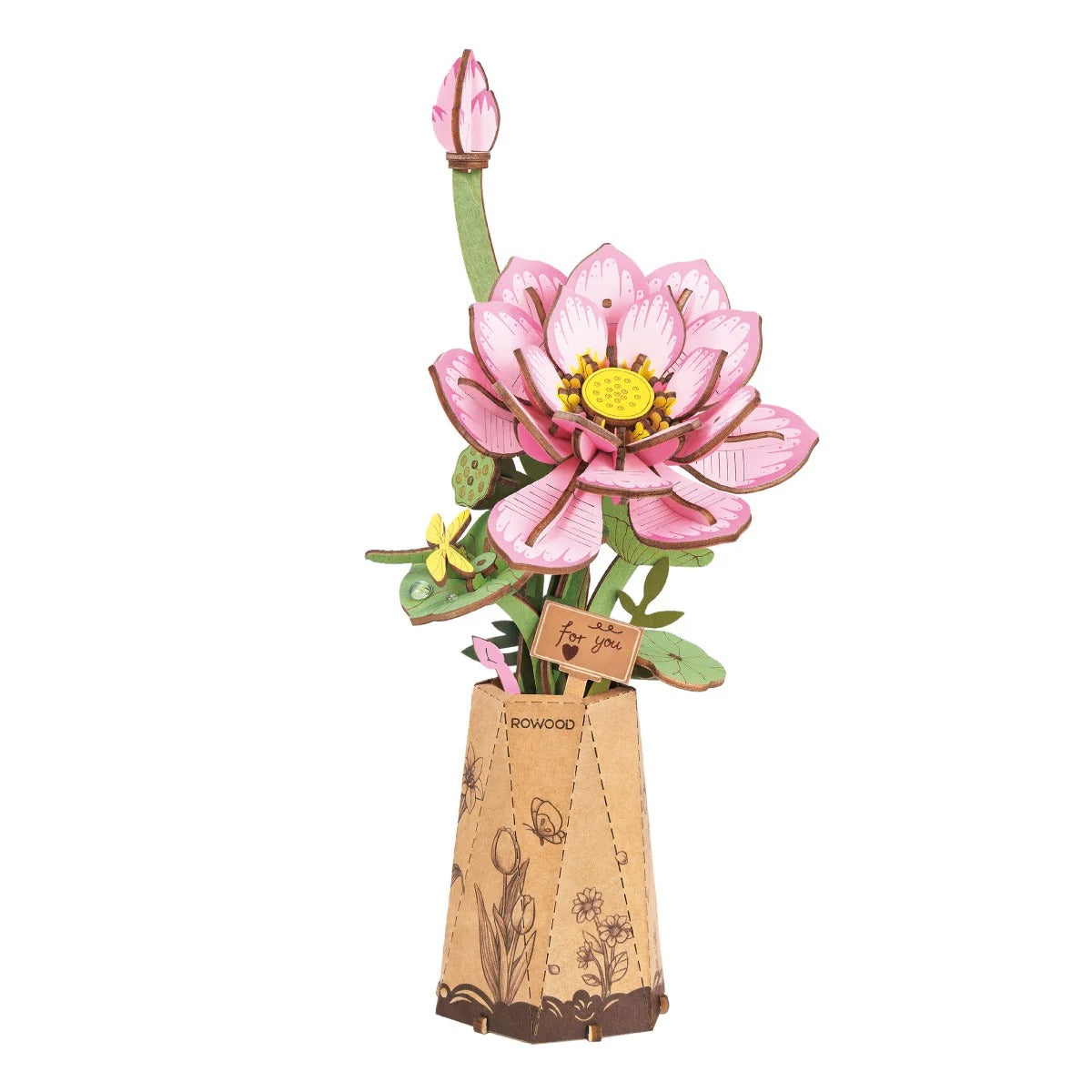 Rolife Rowood Lotus DIY Wooden Flower 3D Puzzle