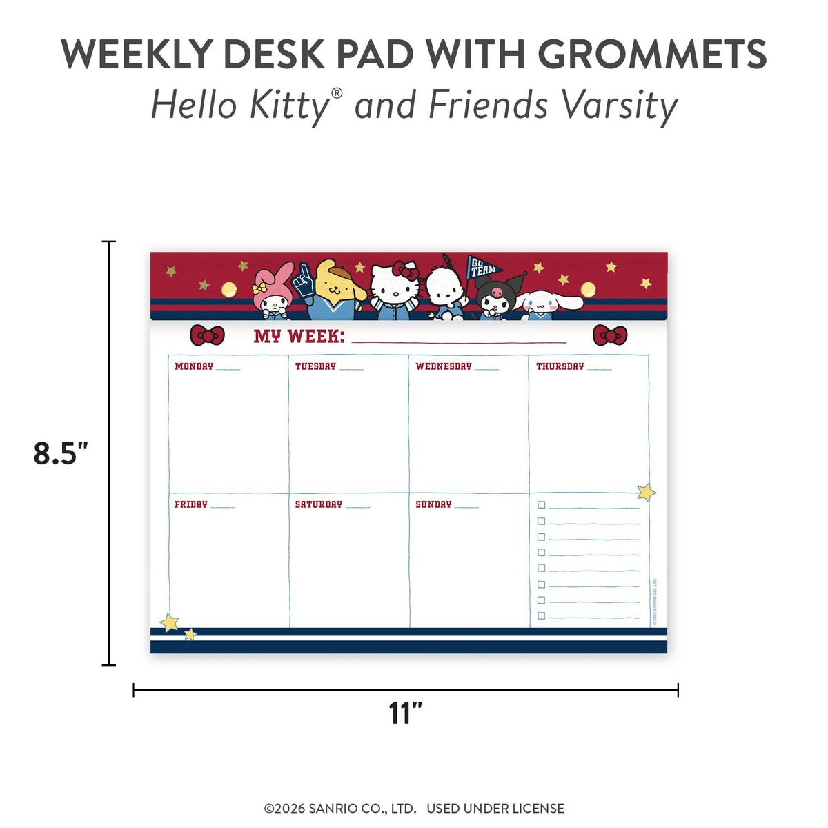 Hello Kitty and Friends Varsity Weekly Desk Pad