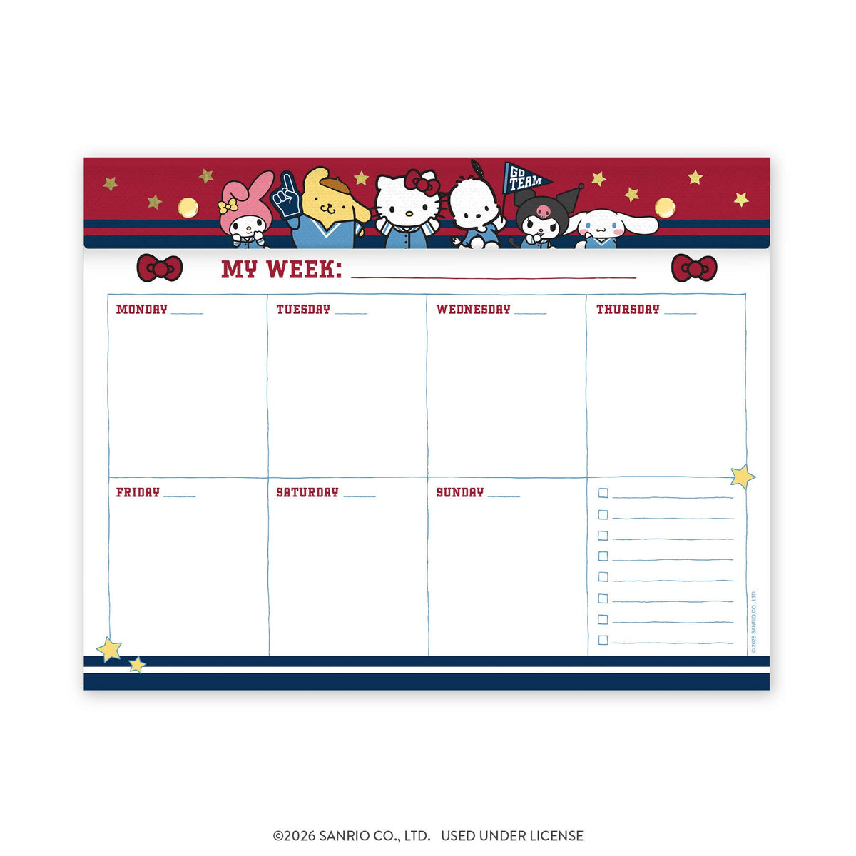 Hello Kitty and Friends Varsity Weekly Desk Pad