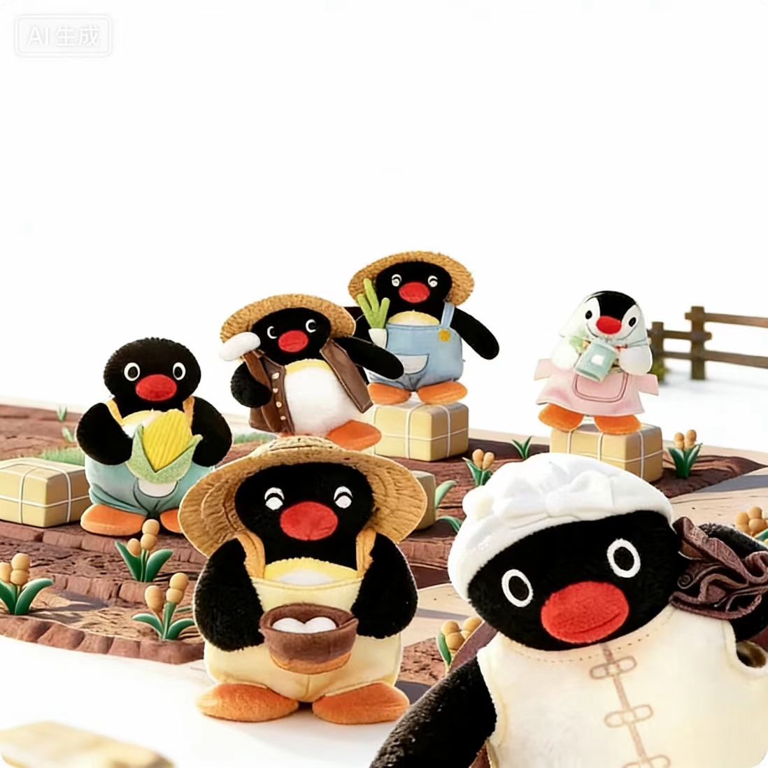 Pingu Happy Farm Series Plush Charm Blind Box