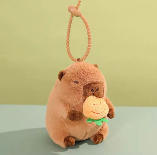 Capybara with Carrot  Plush Keychain