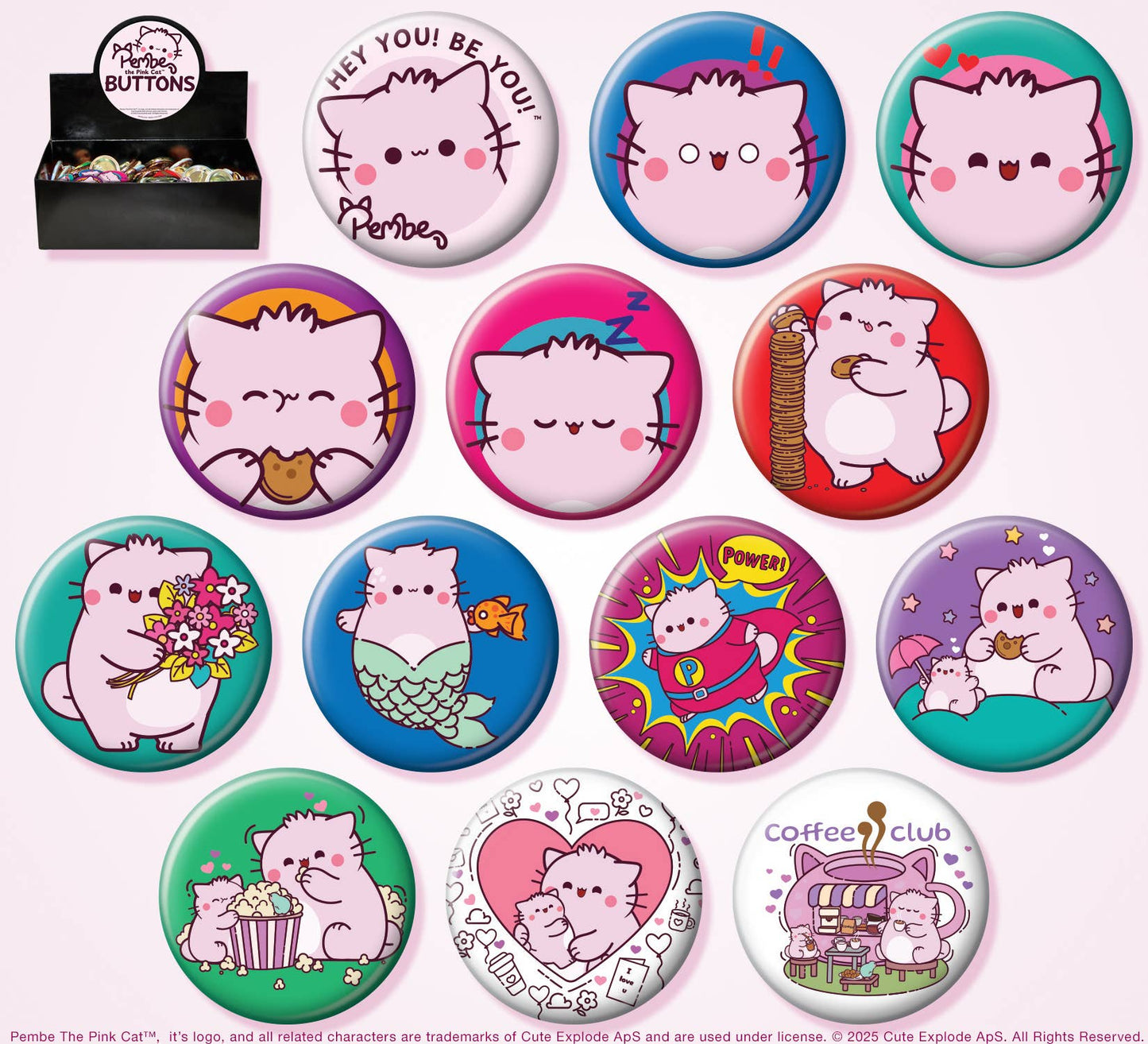 Pembe The Pink Cat Button Asst-1pc