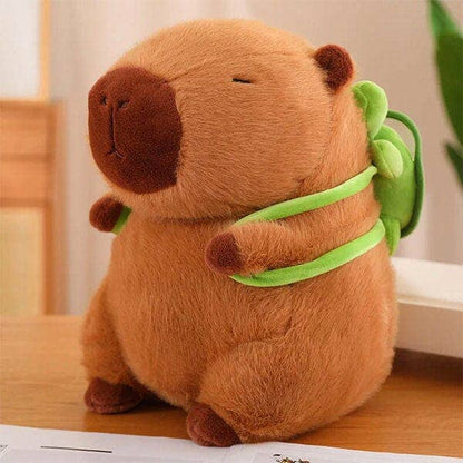 Capybara 9" Kawaii Plush w/ Turtle Backpack Squishy Pillow Toy