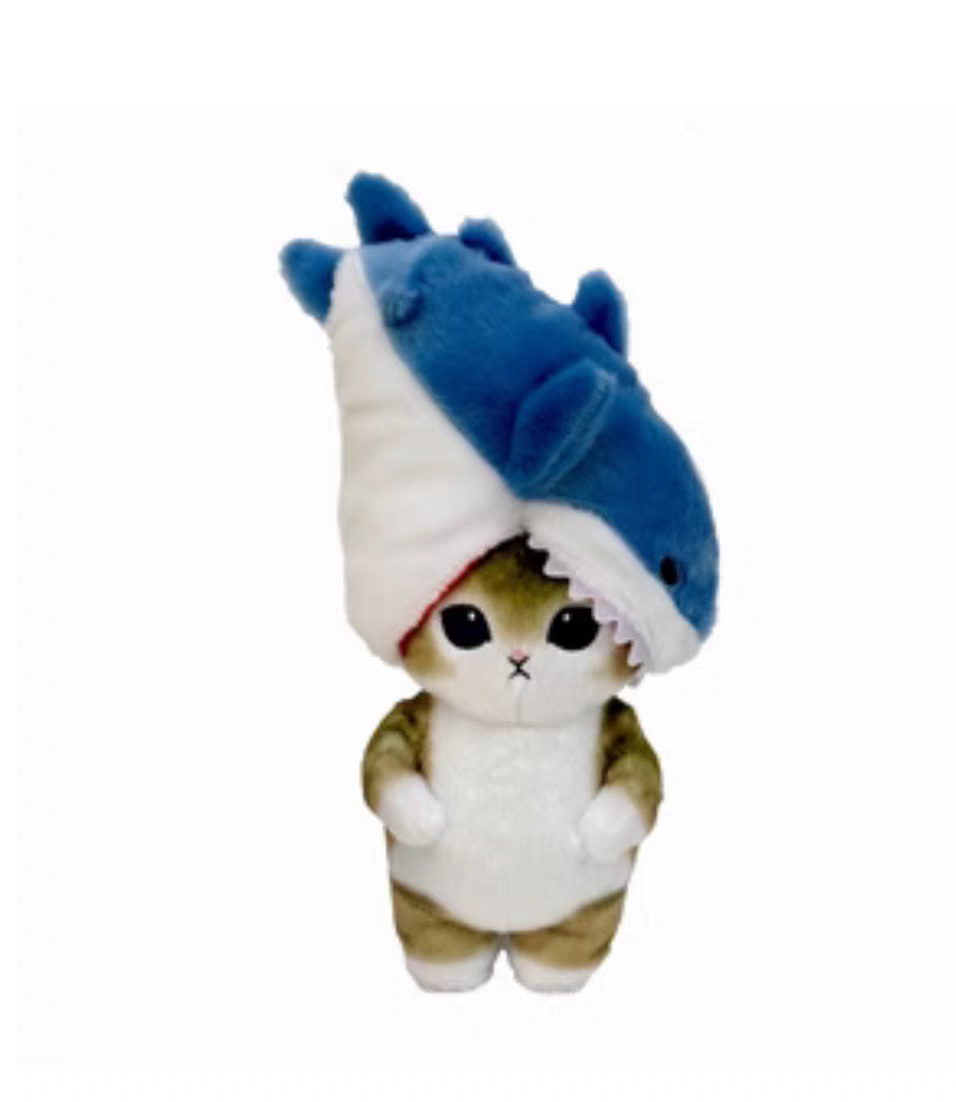 Japan Mofusand Chubby Potetama Plush Toy - Cat : Whale Shark Nyan Bite