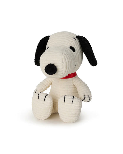 Plush PEANUTS SNOOPY Sitting Corduroy Cream in Gift box 11"