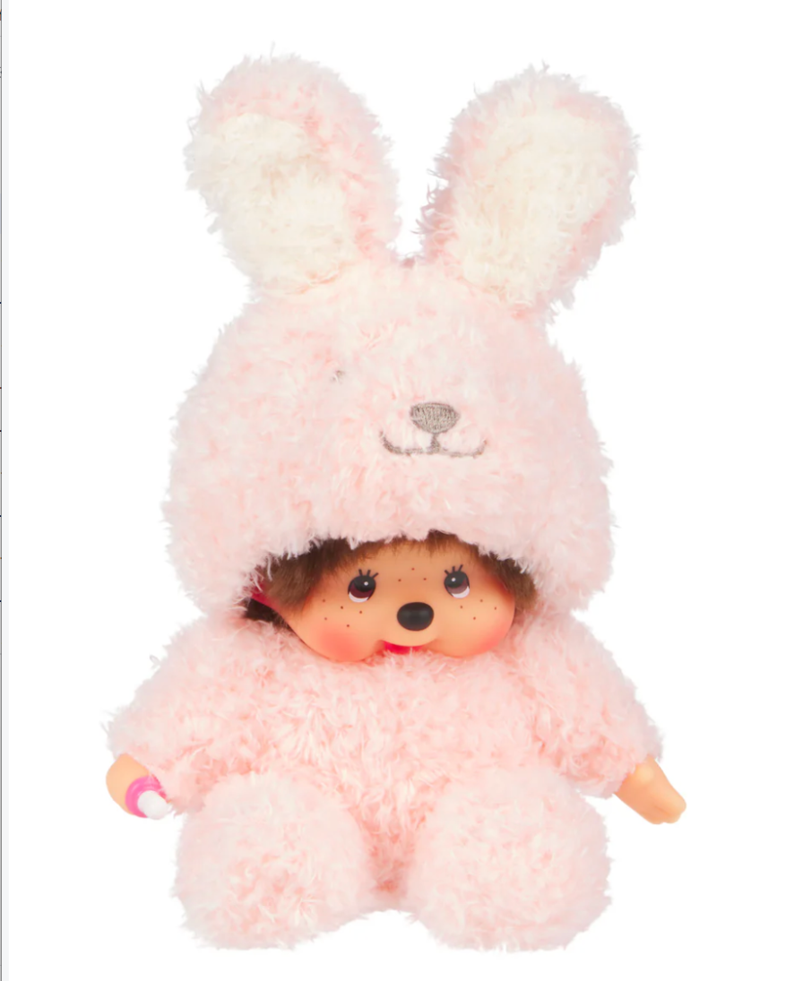 Sekiguchi Monchhichi Sitting Fluffy Bunny Doll Plush