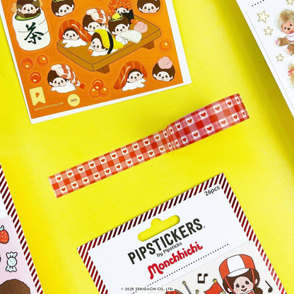 Gingham Hearts Monchhichi Washi