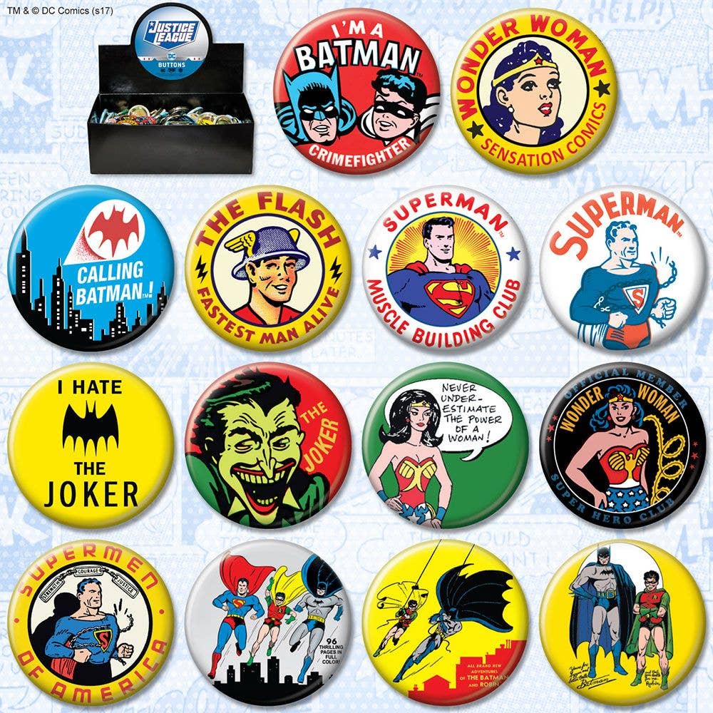 DC Retro Button Asst-1pc