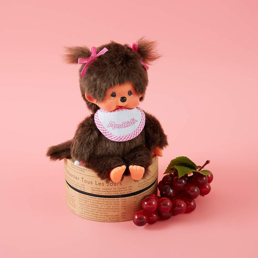 Monchhichi Standard Girl with Pink Bib