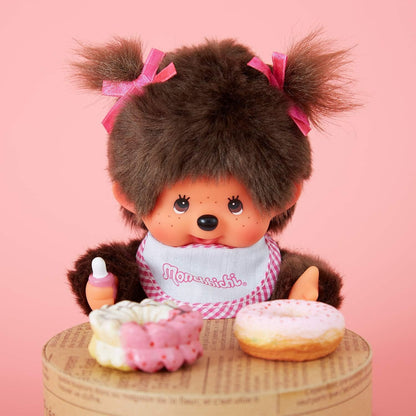 Monchhichi Standard Girl with Pink Bib