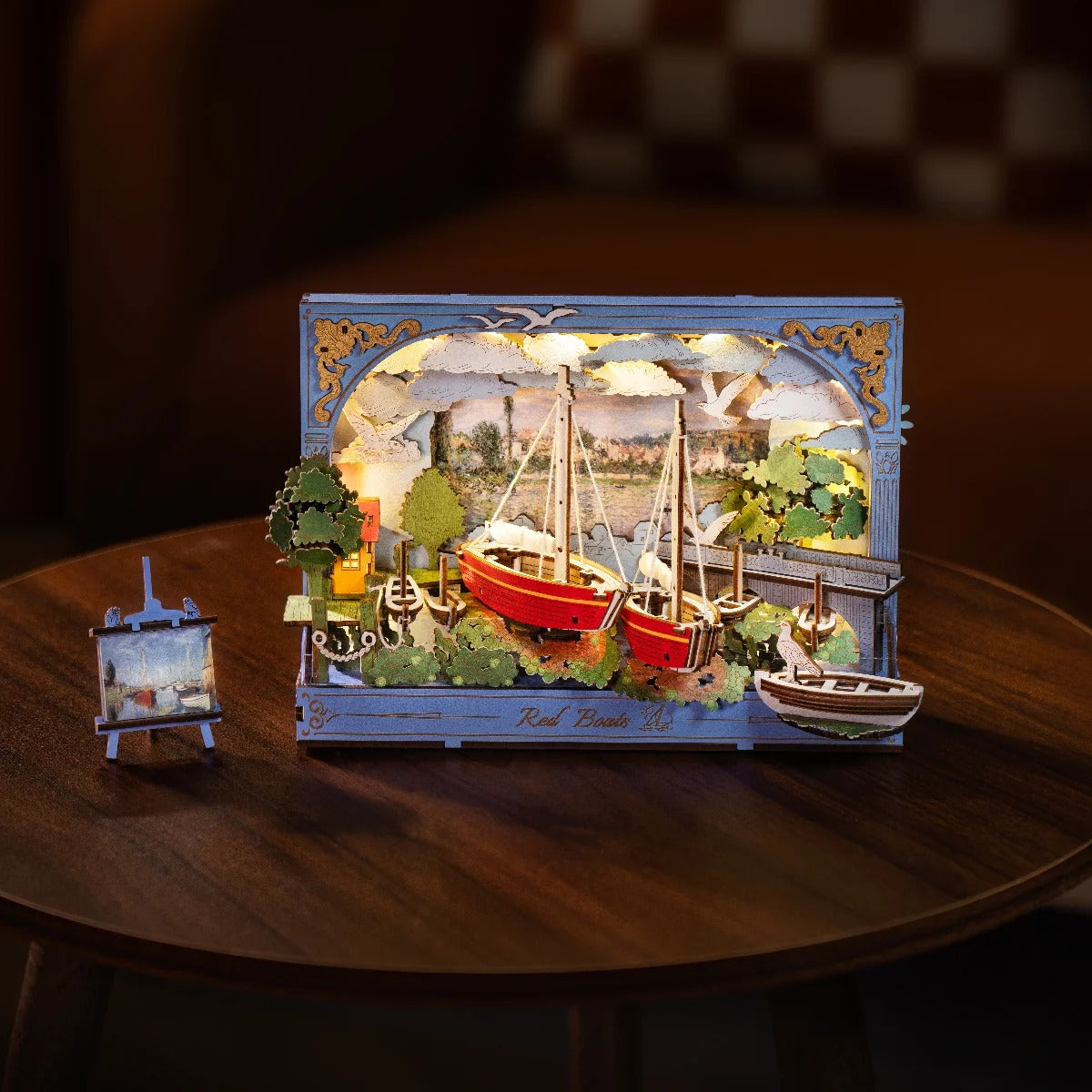Rolife Rowood Red Boats Wall Art 3D Wooden Puzzle