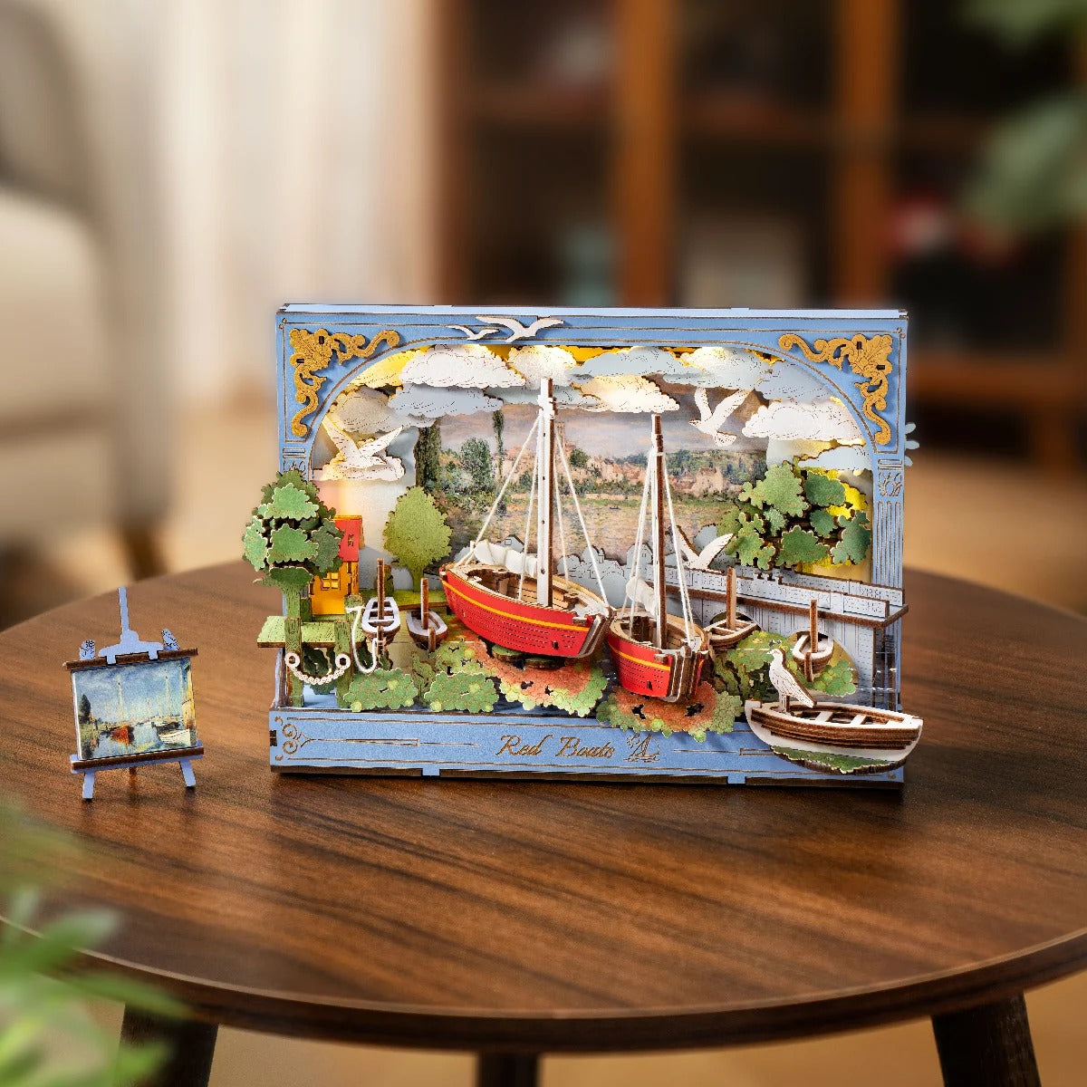 Rolife Rowood Red Boats Wall Art 3D Wooden Puzzle