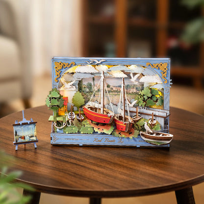 Rolife Rowood Red Boats Wall Art 3D Wooden Puzzle
