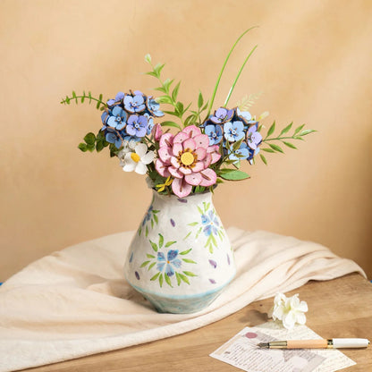 Rolife Rowood Blue Hydrangea DIY Wooden Flower 3D Puzzle