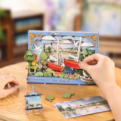 Rolife Rowood Red Boats Wall Art 3D Wooden Puzzle