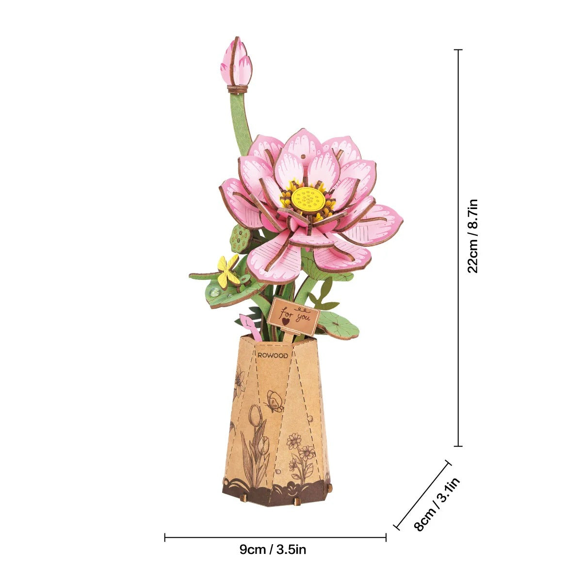 Rolife Rowood Lotus DIY Wooden Flower 3D Puzzle