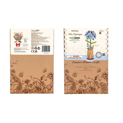 Rolife Rowood Blue Hydrangea DIY Wooden Flower 3D Puzzle