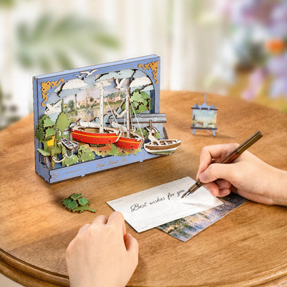 Rolife Rowood Red Boats Wall Art 3D Wooden Puzzle
