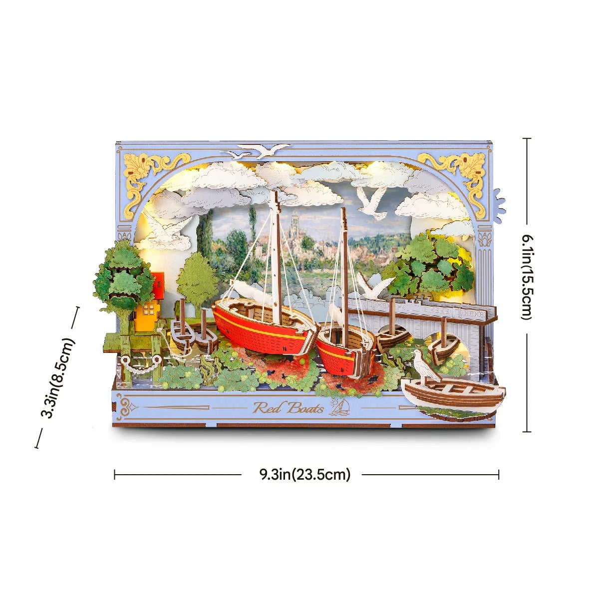 Rolife Rowood Red Boats Wall Art 3D Wooden Puzzle