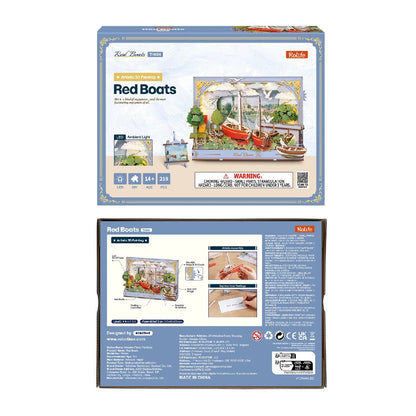 Rolife Rowood Red Boats Wall Art 3D Wooden Puzzle